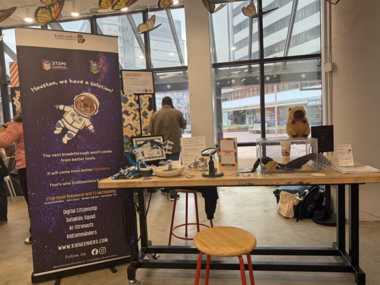 KidGeeniers booth ready for visitors with hands-on STEM activities